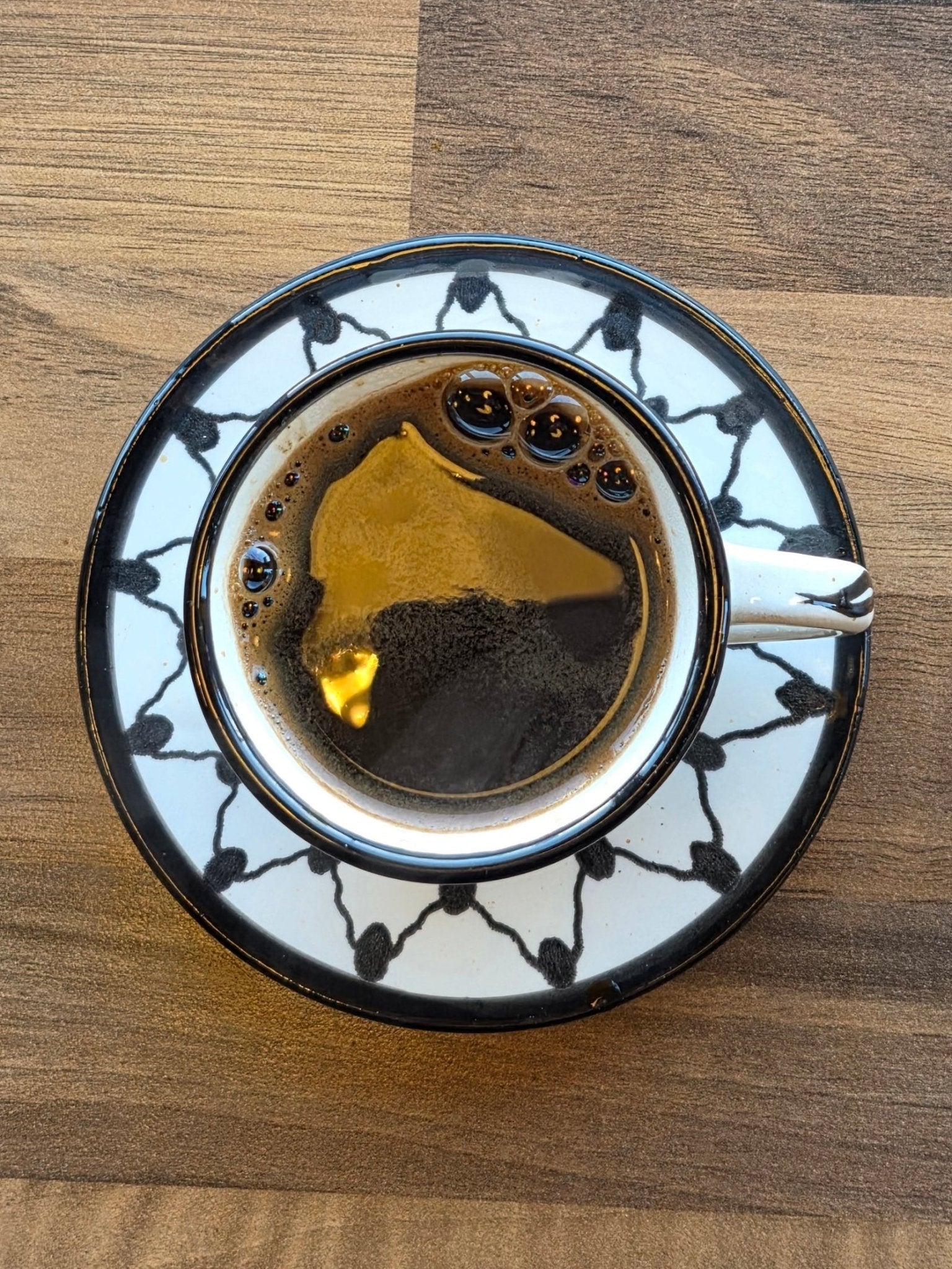 Handcrafted Palestinian Ceramic Espresso Cup & Saucer – Keffiyeh Pattern - Izz Cafe