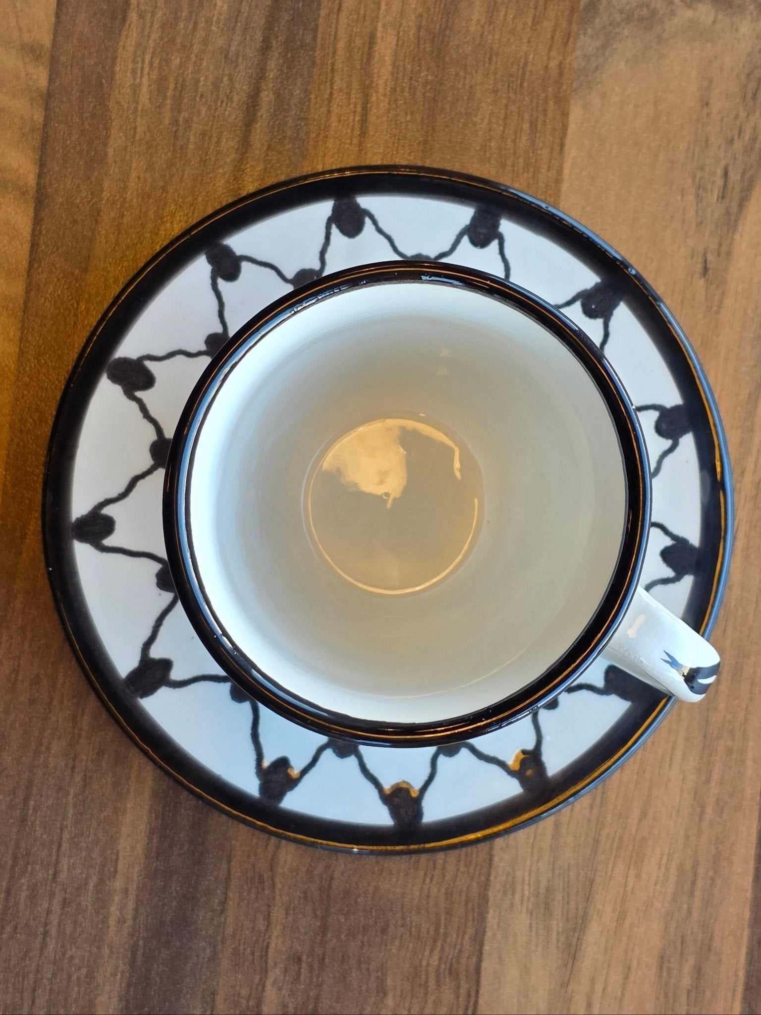 Handcrafted Palestinian Ceramic Espresso Cup & Saucer – Keffiyeh Pattern - Izz Cafe