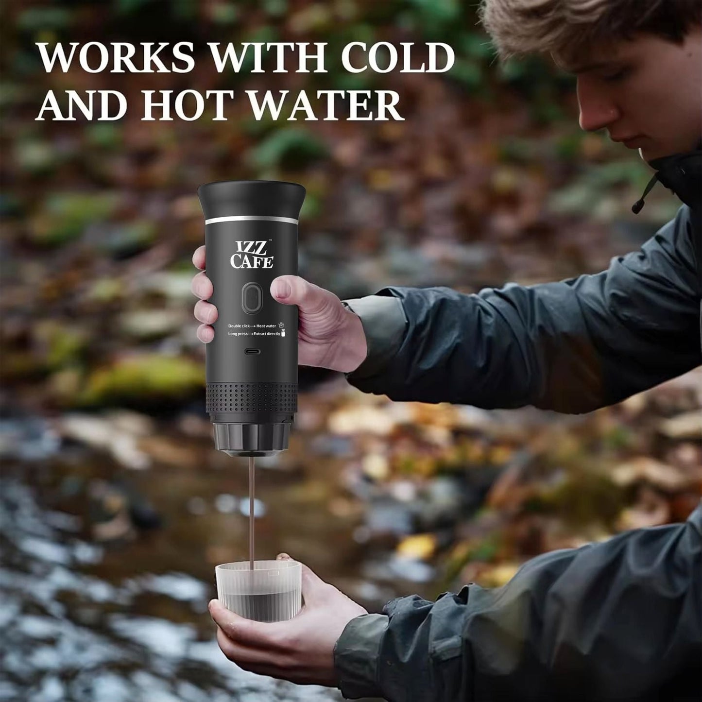 Izz Café Izzpresso Maker | Portable 20 - Bar Espresso Machine – Waterproof, Fast Heating, & Works with Cold/Hot Water – Perfect for Travel, Camping, & Daily Use - Izz Cafe