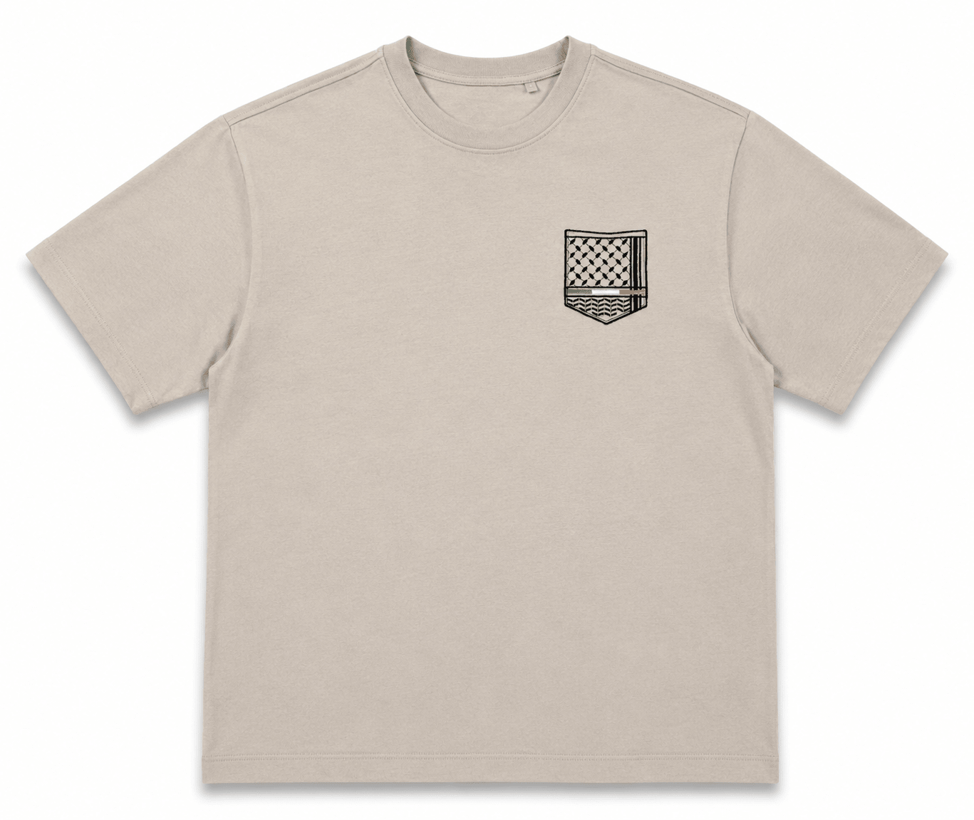 Keffiyeh & The Irish Tricolour Embroidered T‑Shirt – Premium Heavyweight Organic Cotton, Boxy Oversized Fit (Unisex) - Izz Cafe