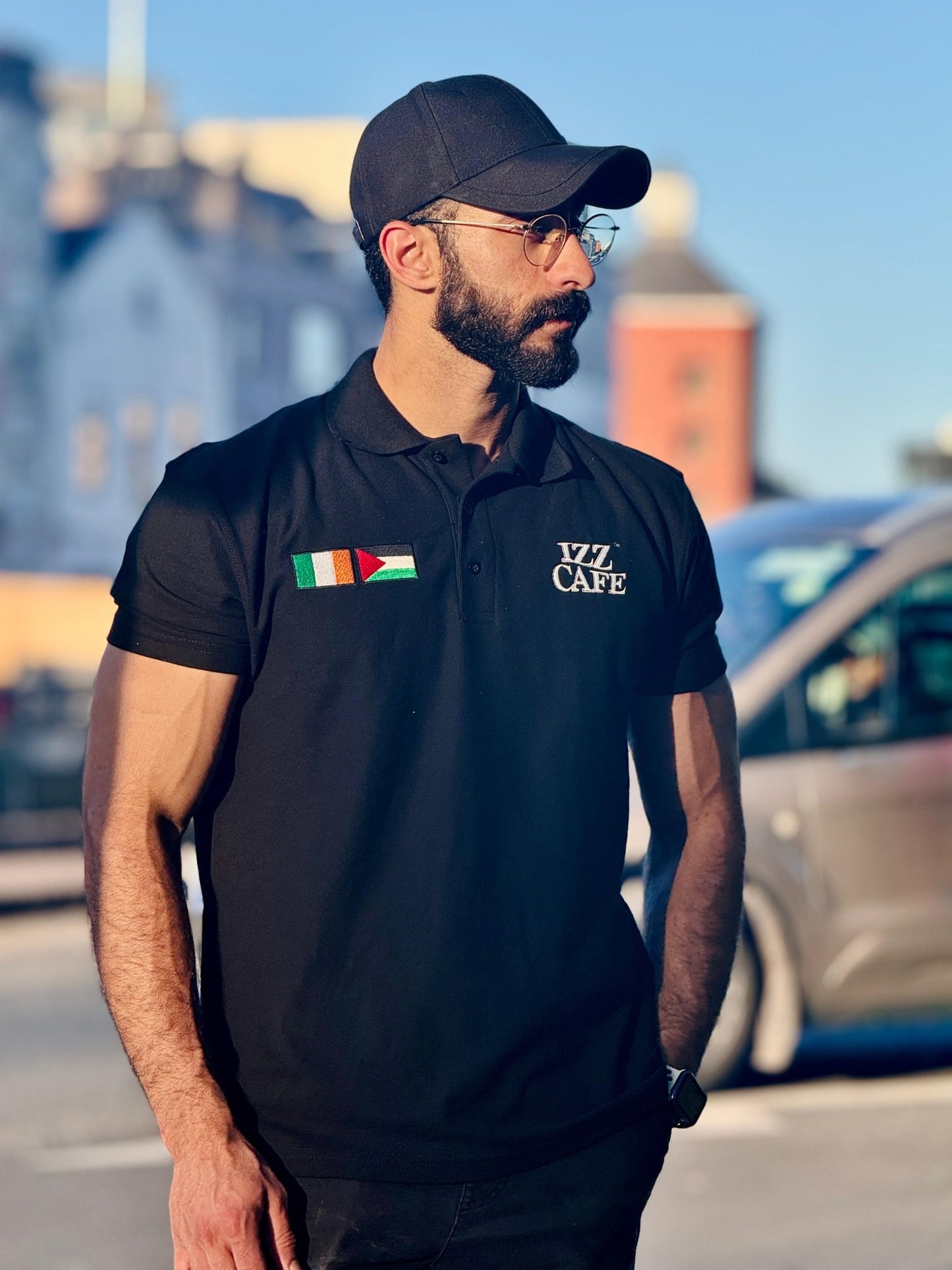Proud Paddystinian Black Polo T-Shirt - Izz Cafe