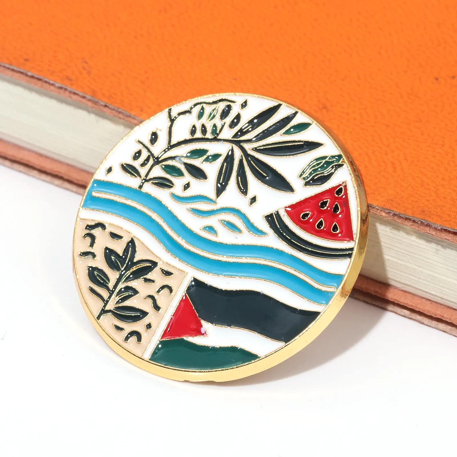 Watermelon River Leaf Brooch