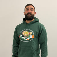 "Stop Colonising Hummus" Hoodie | Heritage Not For Takeaway | Green & Gray