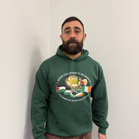 "Stop Colonising Hummus" Hoodie | Heritage Not For Takeaway | Green & Gray