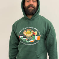 "Stop Colonising Hummus" Hoodie | Heritage Not For Takeaway | Green & Gray