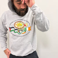 "Stop Colonising Hummus" Hoodie | Heritage Not For Takeaway | Green & Gray