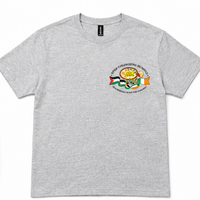 "Stop Colonising Hummus" T-Shirt | Heritage Not For Takeaway | Navy & Gray
