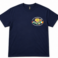 "Stop Colonising Hummus" T-Shirt | Heritage Not For Takeaway | Navy & Gray
