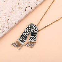 Elegant Stainless Steel Necklace with Folded Keffiyeh Scarf Pendant - Izz Cafe