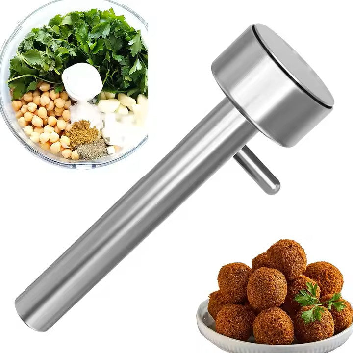 Using falafel press to shape falafel balls