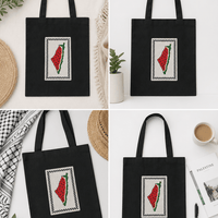 Handcrafted Palestine Map Cross-Stitch Tote Bag - Izz Cafe