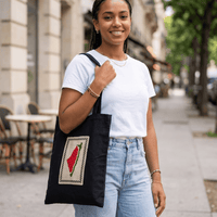 Handcrafted Palestine Map Cross-Stitch Tote Bag - Izz Cafe