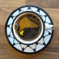 Handcrafted Palestinian Ceramic Espresso Cup & Saucer – Keffiyeh Pattern - Izz Cafe