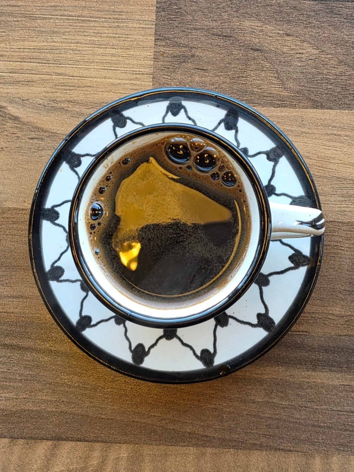 Handcrafted Palestinian Ceramic Espresso Cup & Saucer – Keffiyeh Pattern - Izz Cafe