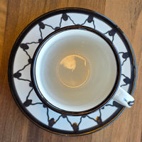 Handcrafted Palestinian Ceramic Espresso Cup & Saucer – Keffiyeh Pattern - Izz Cafe