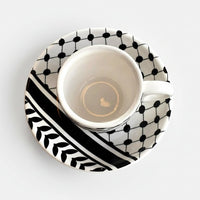 Izz Cafe Exclusive: Palestinian Keffiyeh Ceramic Izzpresso Cup & Saucer Set (100ml) - Izz Cafe