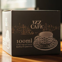 Izz Cafe Exclusive: Palestinian Keffiyeh Ceramic Izzpresso Cup & Saucer Set (100ml) - Izz Cafe