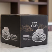 Izz Cafe Exclusive: Palestinian Keffiyeh Ceramic Izzpresso Cup & Saucer Set (100ml) - Izz Cafe
