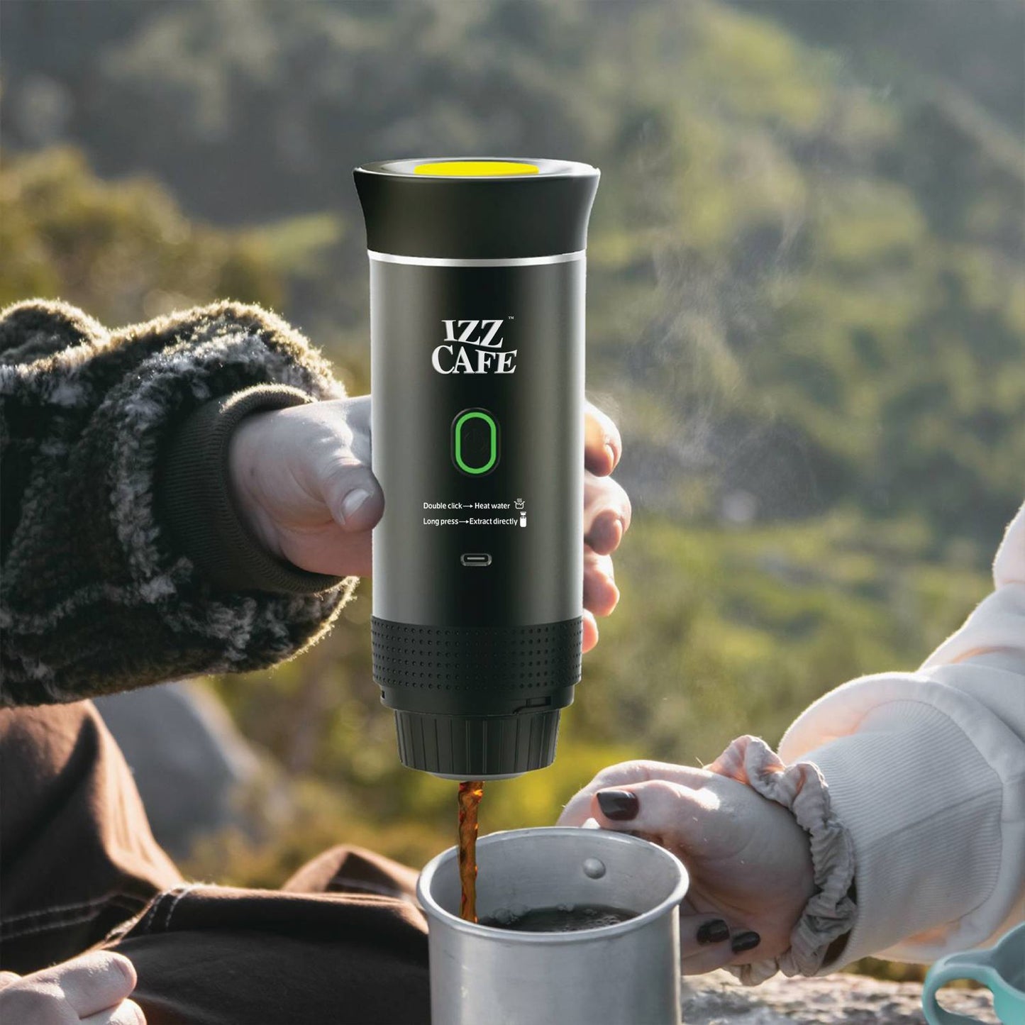 Izz Café Izzpresso Maker | Portable 20 - Bar Espresso Machine – Waterproof, Fast Heating, & Works with Cold/Hot Water – Perfect for Travel, Camping, & Daily Use - Izz Cafe