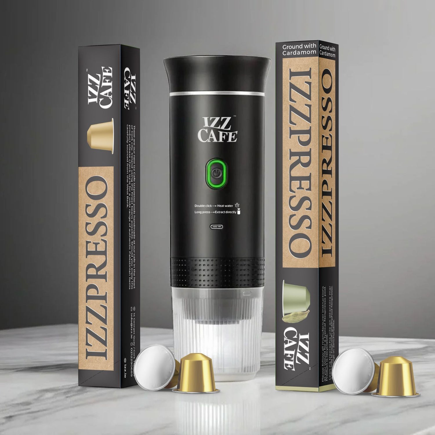 Izz Café Izzpresso Maker | Portable 20 - Bar Espresso Machine – Waterproof, Fast Heating, & Works with Cold/Hot Water – Perfect for Travel, Camping, & Daily Use - Izz Cafe