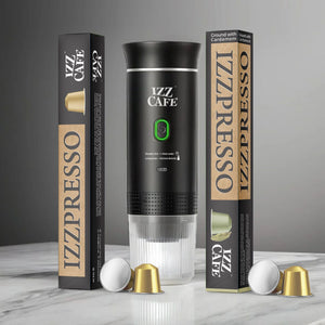 Izz Café Izzpresso Maker | Portable 20 - Bar Espresso Machine – Waterproof, Fast Heating, & Works with Cold/Hot Water – Perfect for Travel, Camping, & Daily Use - Izz Cafe