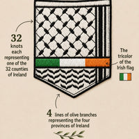 Keffiyeh & The Irish Tricolour Embroidered T‑Shirt – Premium Heavyweight Organic Cotton, Boxy Oversized Fit (Unisex) - Izz Cafe