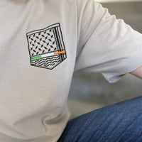Keffiyeh & The Irish Tricolour Embroidered T‑Shirt – Premium Heavyweight Organic Cotton, Boxy Oversized Fit (Unisex) - Izz Cafe