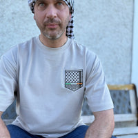 Keffiyeh & The Irish Tricolour Embroidered T‑Shirt – Premium Heavyweight Organic Cotton, Boxy Oversized Fit (Unisex) - Izz Cafe