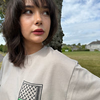 Keffiyeh & The Irish Tricolour Embroidered T‑Shirt – Premium Heavyweight Organic Cotton, Boxy Oversized Fit (Unisex) - Izz Cafe