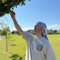 Keffiyeh & The Irish Tricolour Embroidered T‑Shirt – Premium Heavyweight Organic Cotton, Boxy Oversized Fit (Unisex) - Izz Cafe