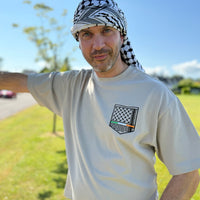 Keffiyeh & The Irish Tricolour Embroidered T‑Shirt – Premium Heavyweight Organic Cotton, Boxy Oversized Fit (Unisex) - Izz Cafe