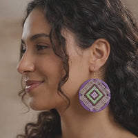 Sabaya Handmade Wooden Cross-Stitch Earrings – Palestinian Tatreez