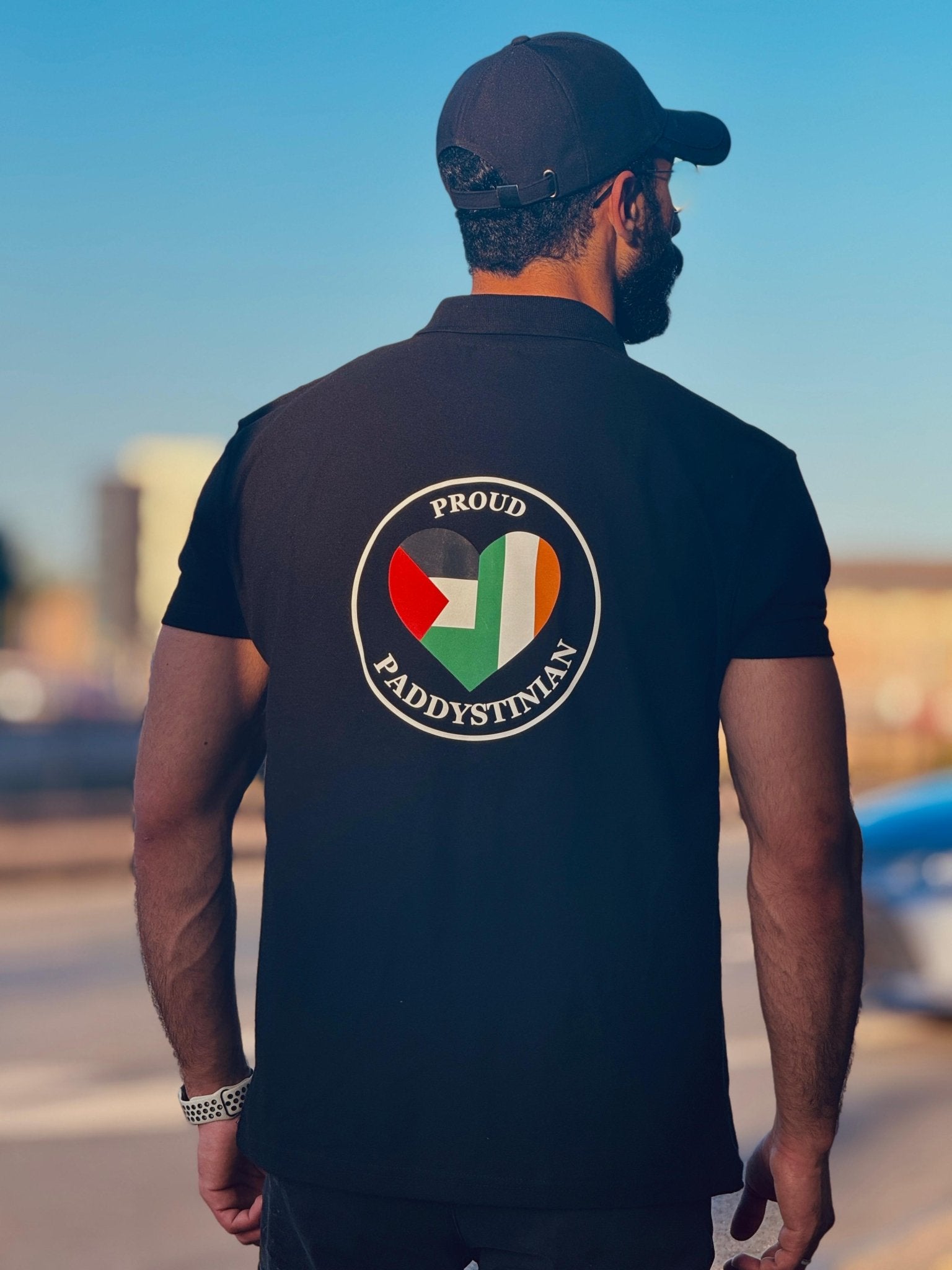 Proud Paddystinian Black Polo T-Shirt - Izz Cafe
