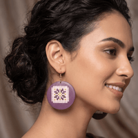 Sabaya Handmade Wooden Cross-Stitch Earrings – Palestinian Tatreez - Izz Cafe