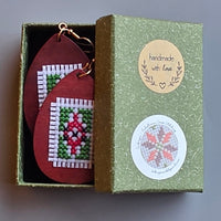 Sabaya Handmade Wooden Cross-Stitch Earrings – Palestinian Tatreez - Izz Cafe