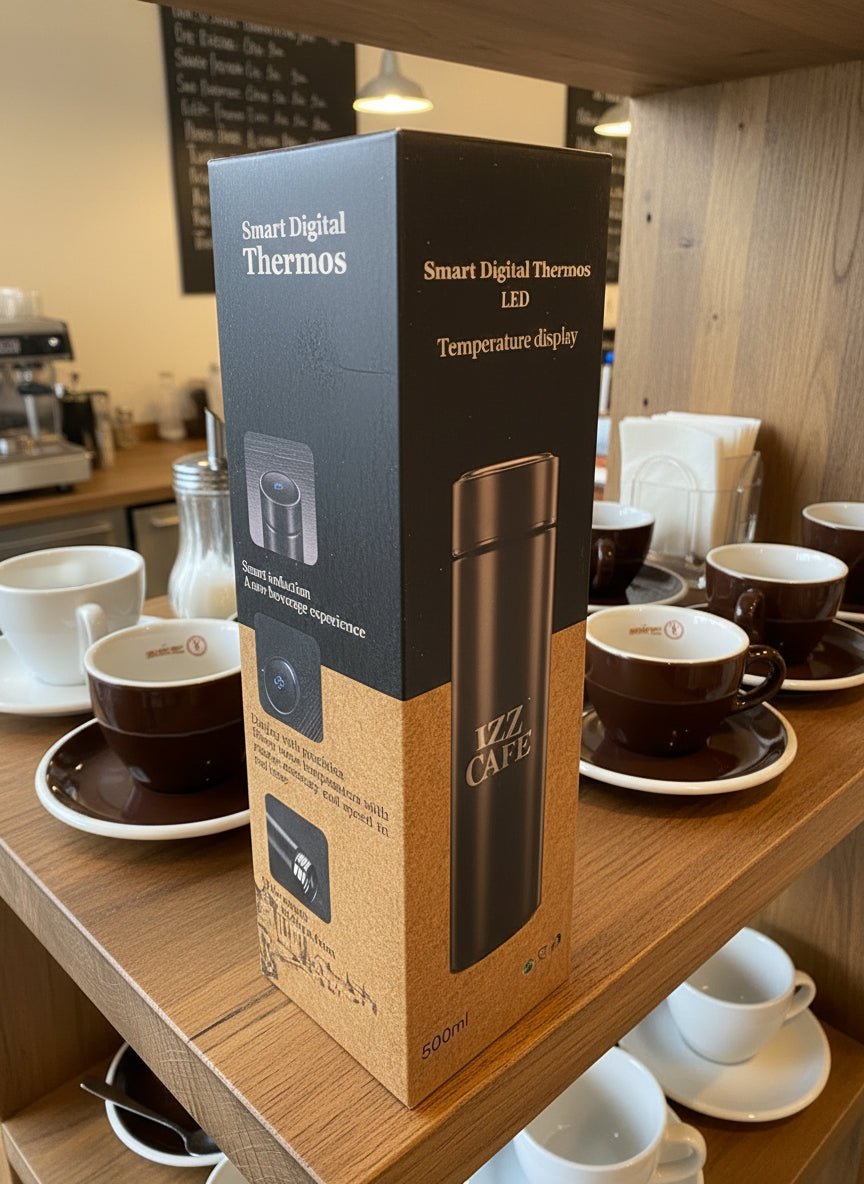 Smart 500ml LED Temp Stainless Steel Water Bottle – Vacuum Insulated, Reusable Thermos for Hot & Cold Drinks - Izz Cafe