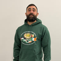 "Stop Colonising Hummus" Hoodie | Heritage Not For Takeaway | Green & Gray - Izz Cafe