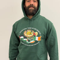 "Stop Colonising Hummus" Hoodie | Heritage Not For Takeaway | Green & Gray - Izz Cafe