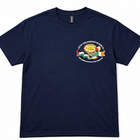 "Stop Colonising Hummus" T-Shirt | Heritage Not For Takeaway | Navy & Gray - Izz Cafe