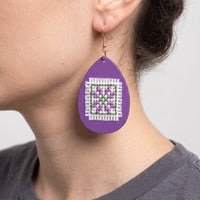 Wooden Cross-Stitch Earrings - Izz Cafe
