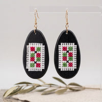 Wooden Cross-Stitch Earrings - Izz Cafe