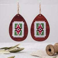 Wooden Cross-Stitch Earrings - Izz Cafe