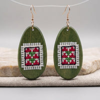 Wooden Cross-Stitch Earrings - Izz Cafe