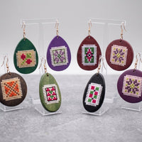 Wooden Cross-Stitch Earrings - Izz Cafe