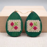 Wooden Cross-Stitch Earrings - Izz Cafe