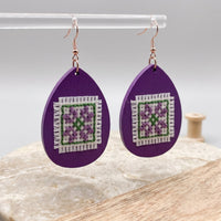 Wooden Cross-Stitch Earrings - Izz Cafe