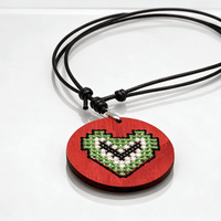 Wooden Cross-Stitch Necklace - Izz Cafe