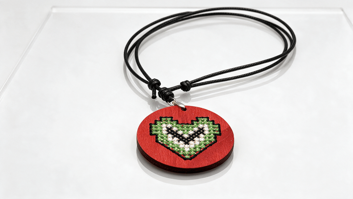 Wooden Cross-Stitch Necklace - Izz Cafe