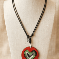 Wooden Cross-Stitch Necklace - Izz Cafe