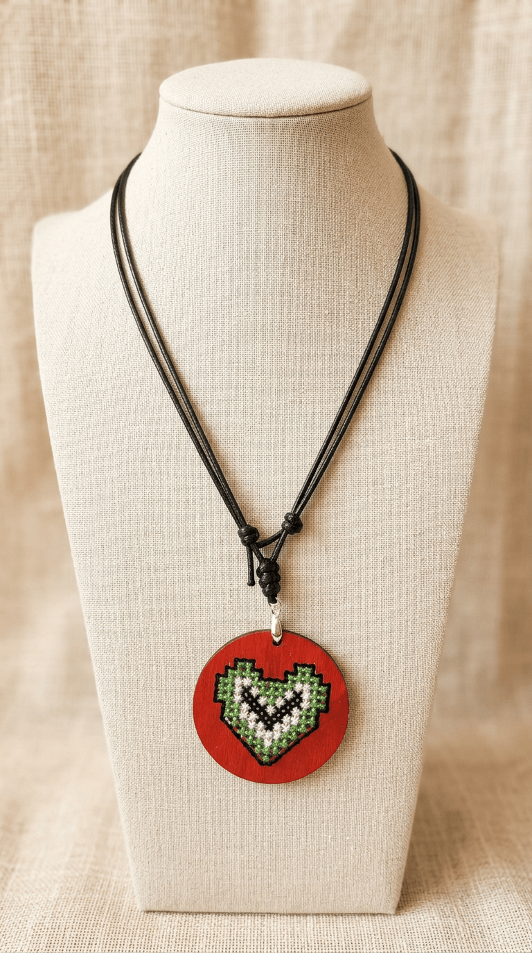 Wooden Cross-Stitch Necklace - Izz Cafe